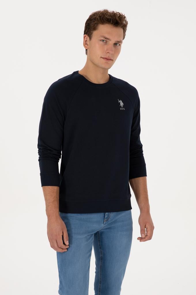 Erkek Regular Fit Bisiklet Yaka Lacivert Basic Sweatshirt