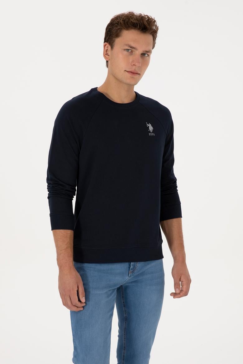 Erkek Regular Fit Bisiklet Yaka Lacivert Basic Sweatshirt