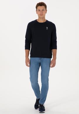 Erkek Regular Fit Bisiklet Yaka Lacivert Basic Sweatshirt - 50308103034