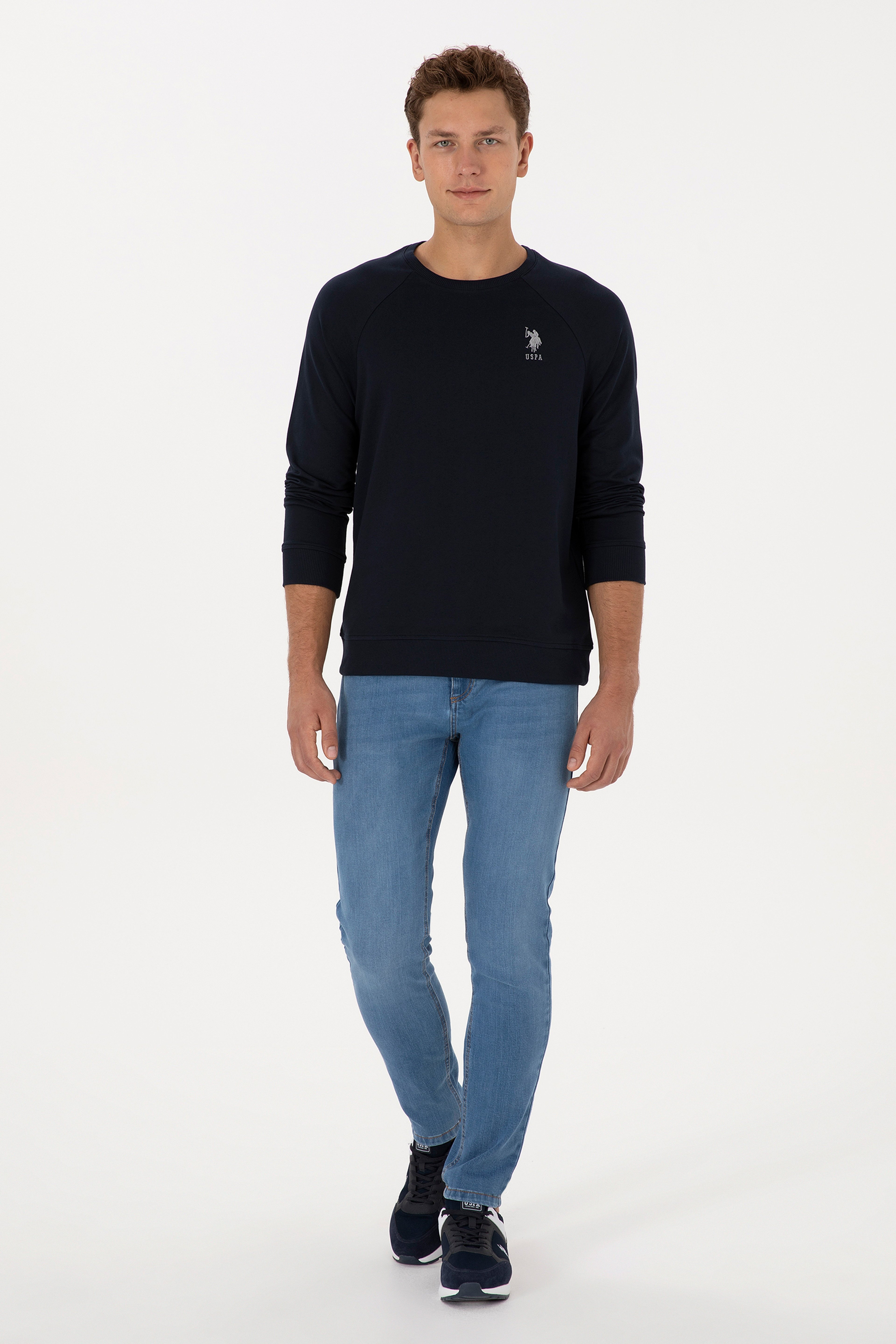 Erkek Regular Fit Bisiklet Yaka Lacivert Basic Sweatshirt
