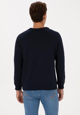 Erkek Regular Fit Bisiklet Yaka Lacivert Basic Sweatshirt - 50308103034