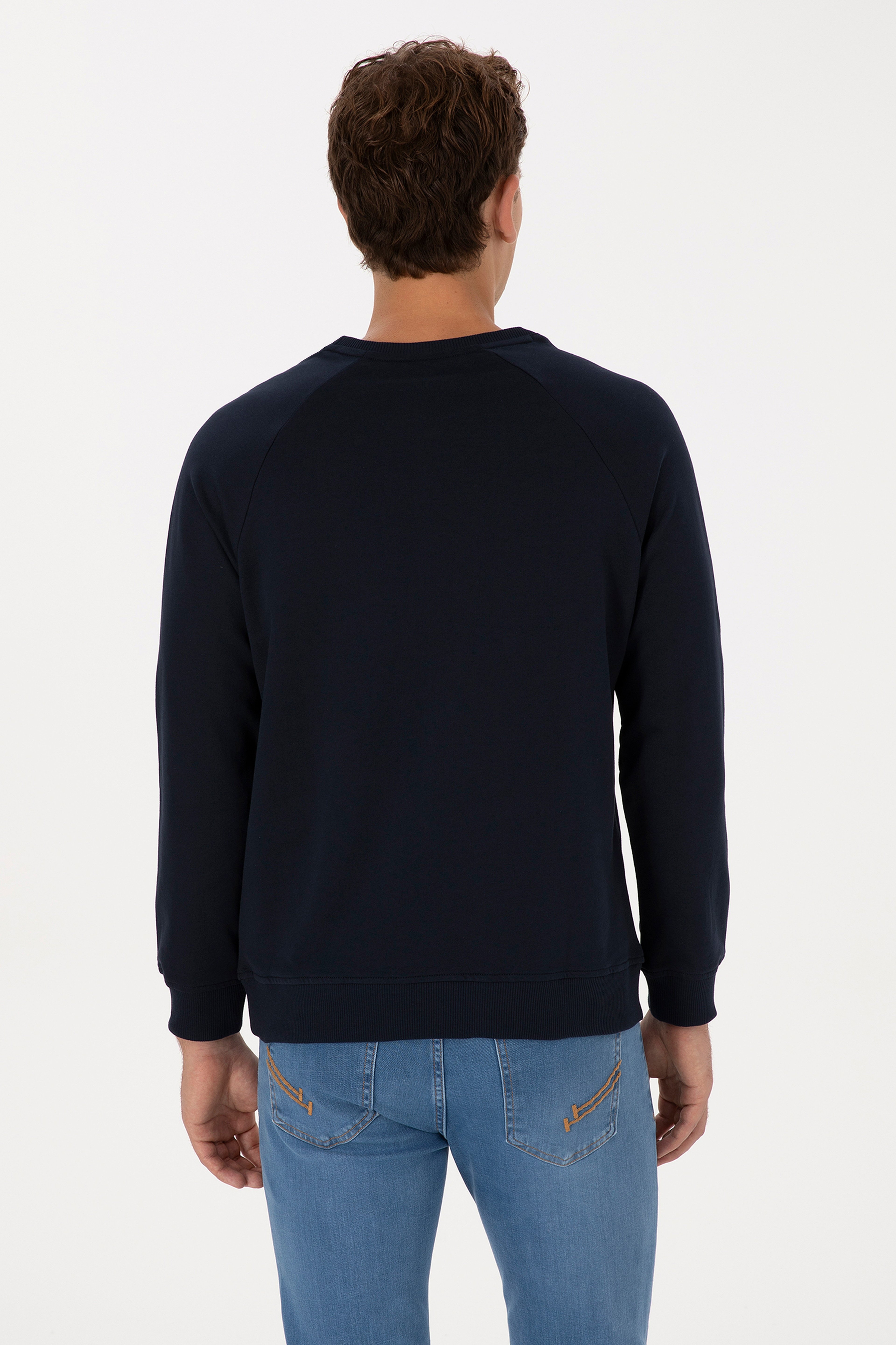 Erkek Regular Fit Bisiklet Yaka Lacivert Basic Sweatshirt - Image 5
