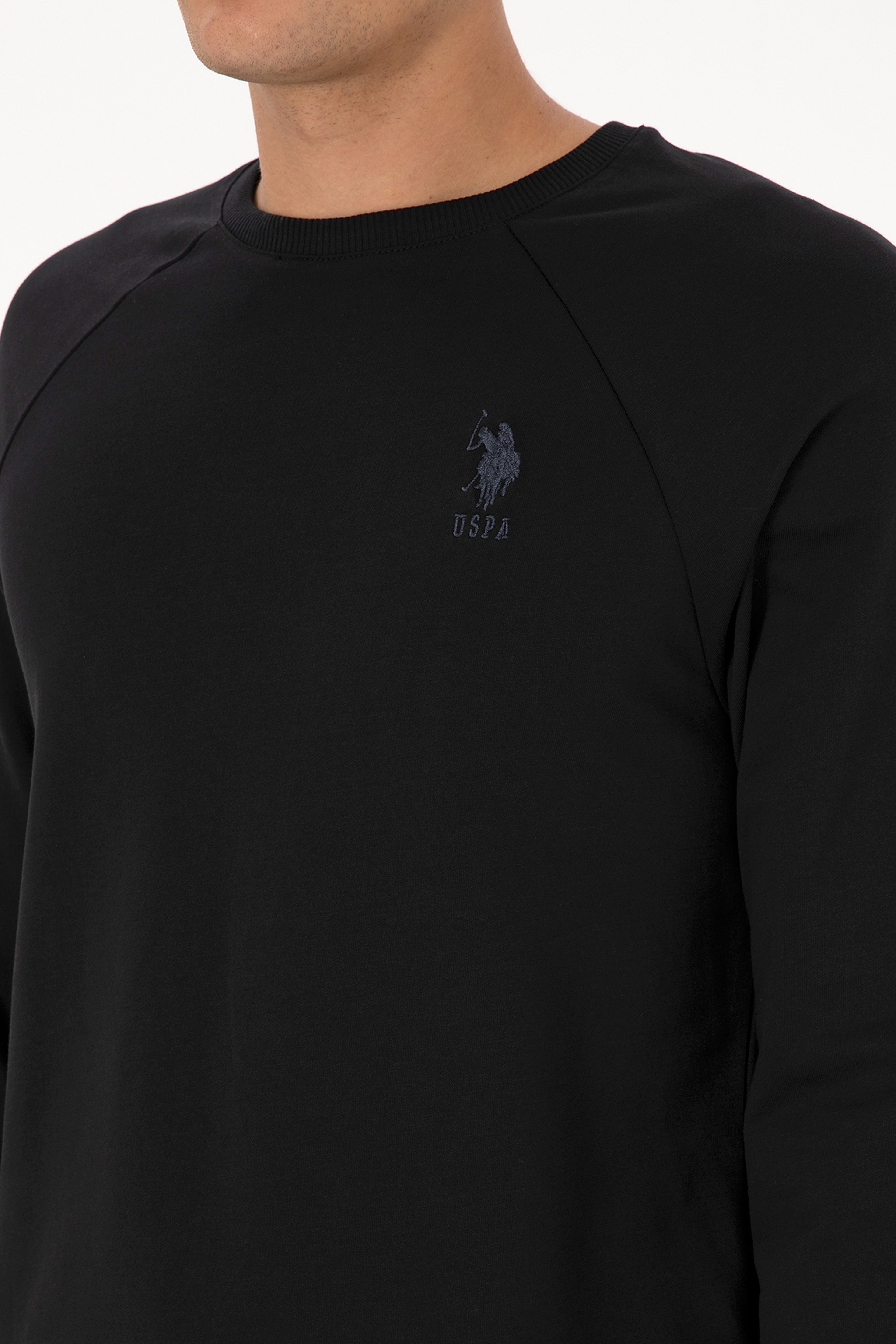 Erkek Regular Fit Bisiklet Yaka Siyah Basic Sweatshirt - Image 7