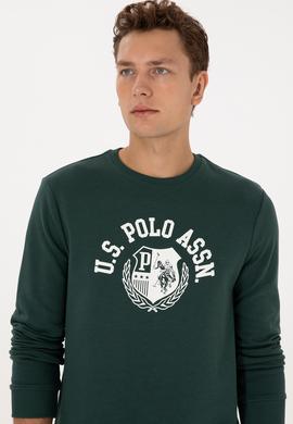 Erkek Regular Fit Bisiklet Yaka Koyu Yeşil Sweatshirt - 50308672021