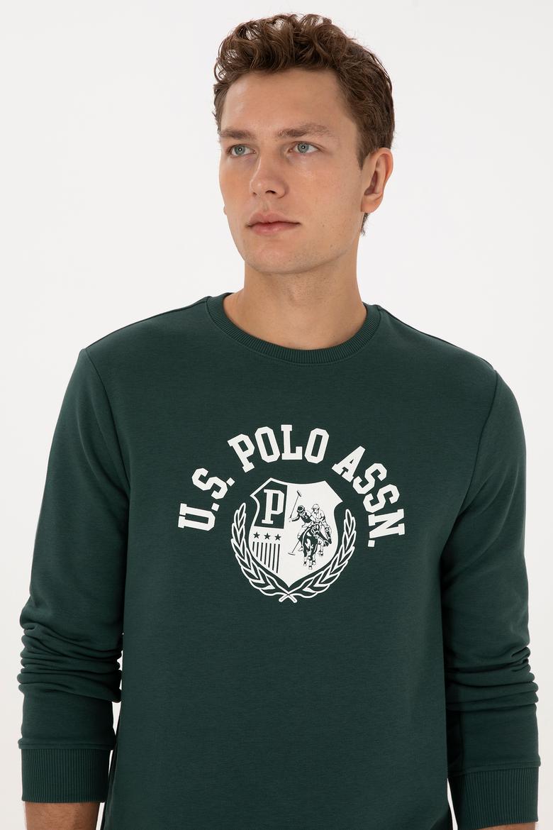 Erkek Regular Fit Bisiklet Yaka Koyu Yeşil Sweatshirt - 50308672021