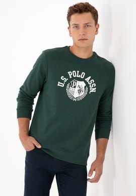 Erkek Regular Fit Bisiklet Yaka Koyu Yeşil Sweatshirt - 50308672021
