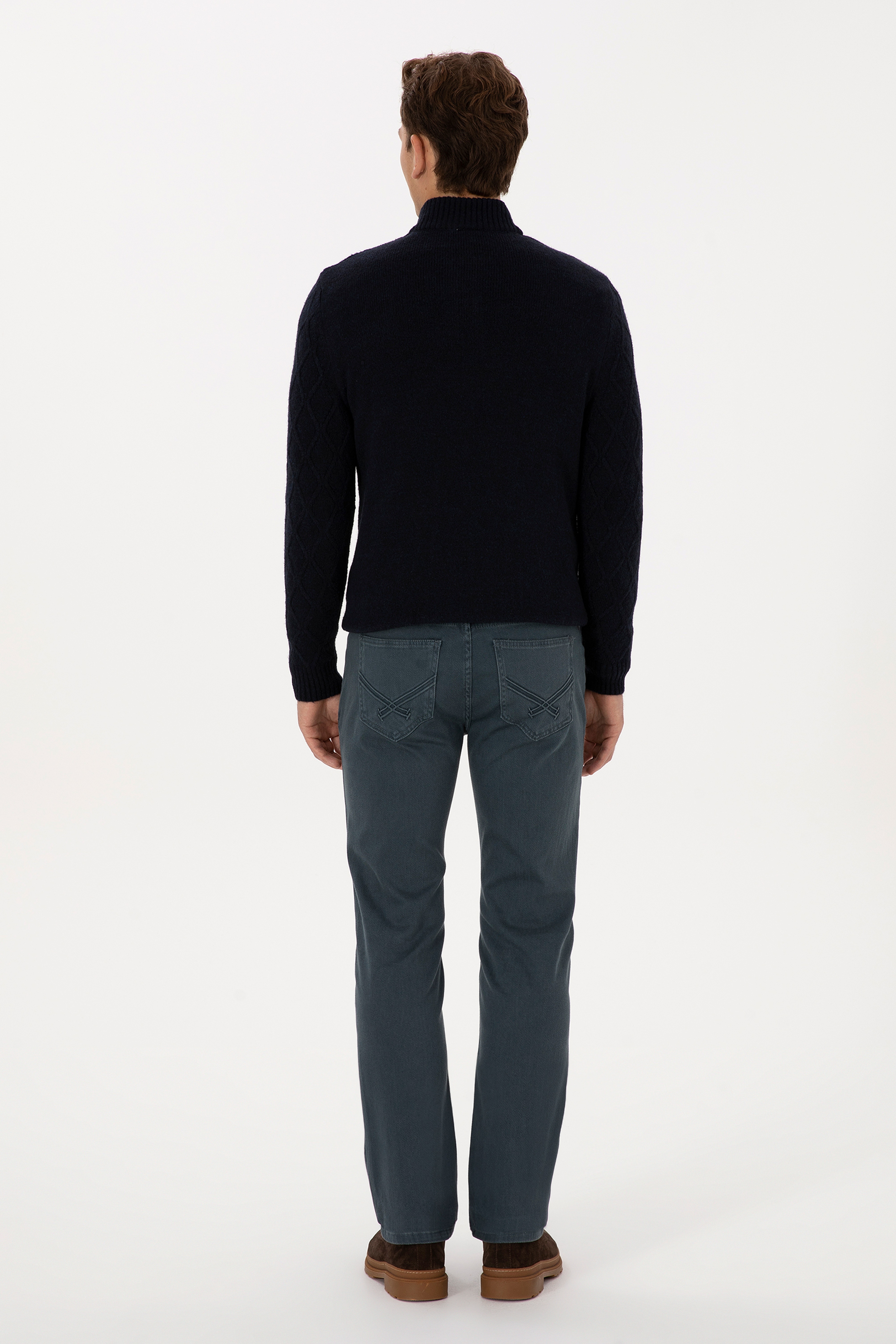 Erkek Turkuaz Straight Fit Jean Pantolon