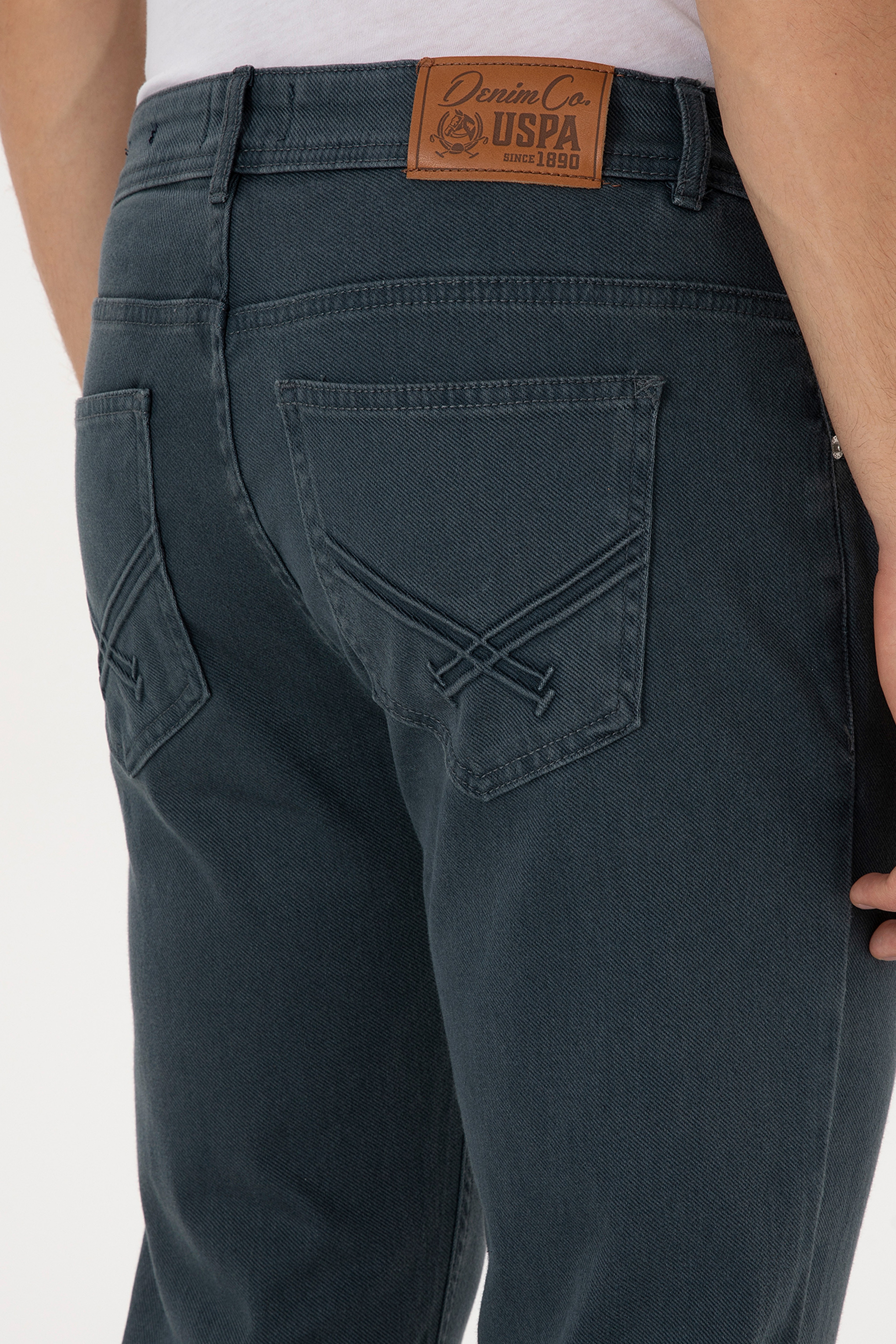 Erkek Turkuaz Straight Fit Jean Pantolon - Image 6