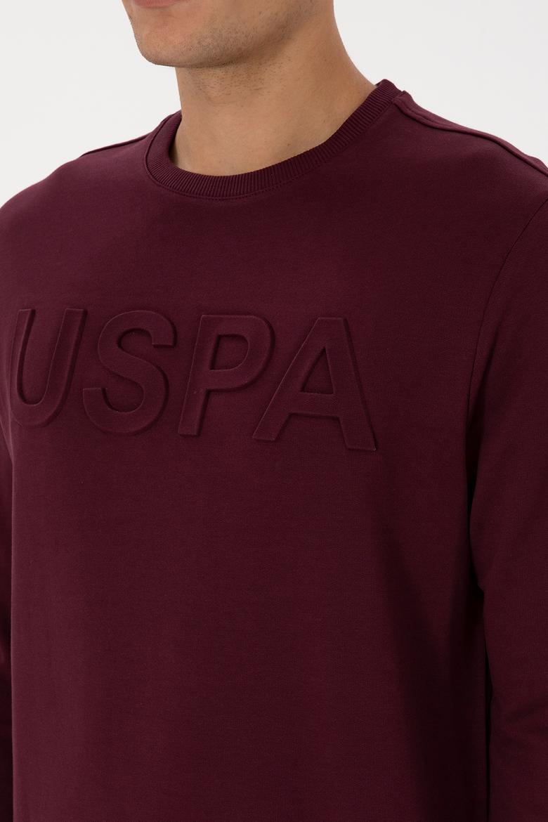 Erkek Regular Fit Bisiklet Yaka Bordo Basic Sweatshirt - 50307793144