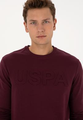 Erkek Regular Fit Bisiklet Yaka Bordo Basic Sweatshirt - 50307793144