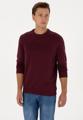 Erkek Regular Fit Bisiklet Yaka Bordo Basic Sweatshirt - 50307793144
