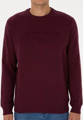 Erkek Regular Fit Bisiklet Yaka Bordo Basic Sweatshirt - 50307793144