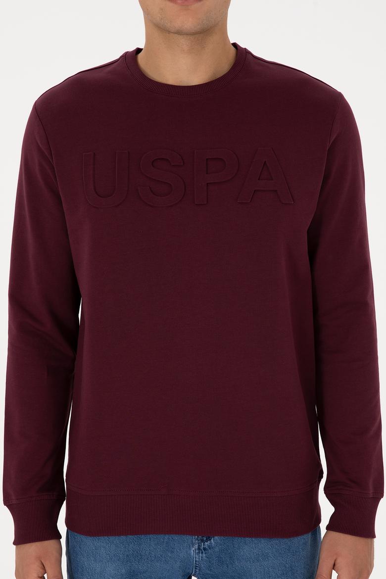Erkek Regular Fit Bisiklet Yaka Bordo Basic Sweatshirt - 50307793144