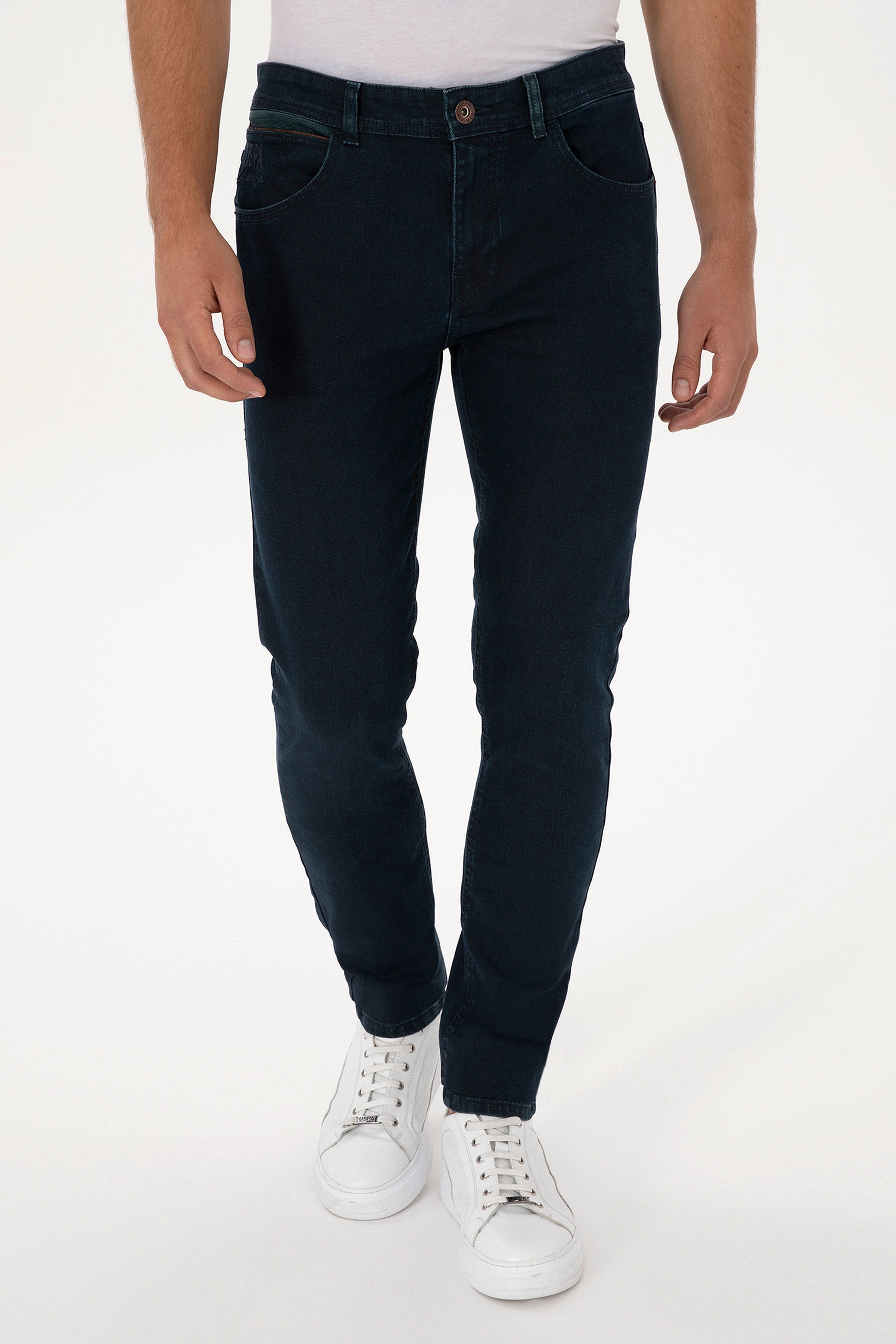 Erkek Koyu Mavi Slim Fit Jean Pantolon - Image 2