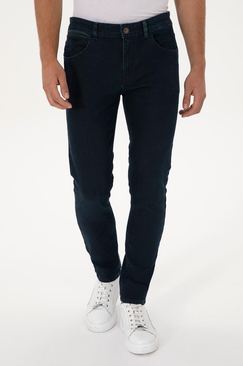 Erkek Koyu Mavi Slim Fit Jean Pantolon