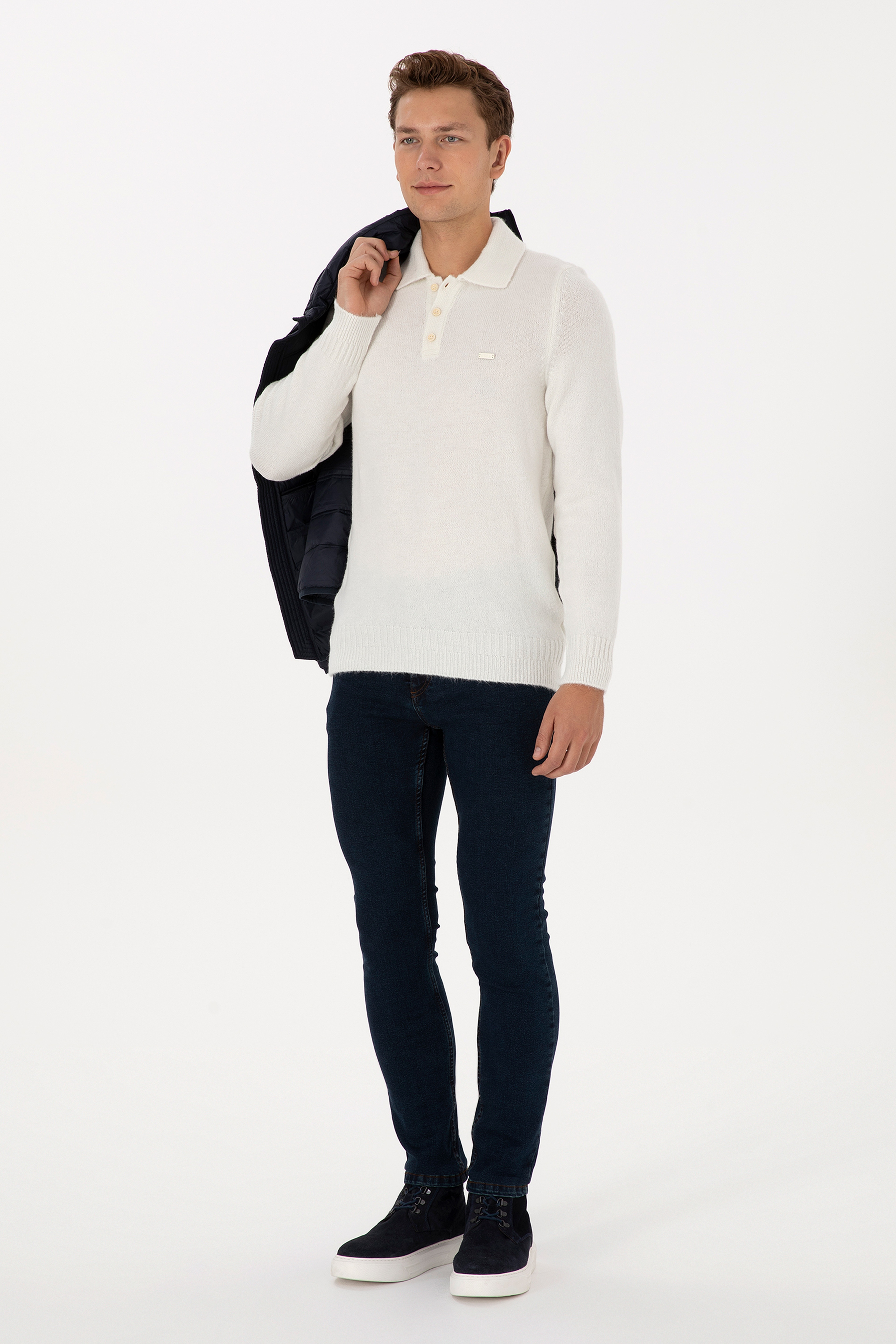 Erkek Koyu Mavi Slim Fit Jean Pantolon