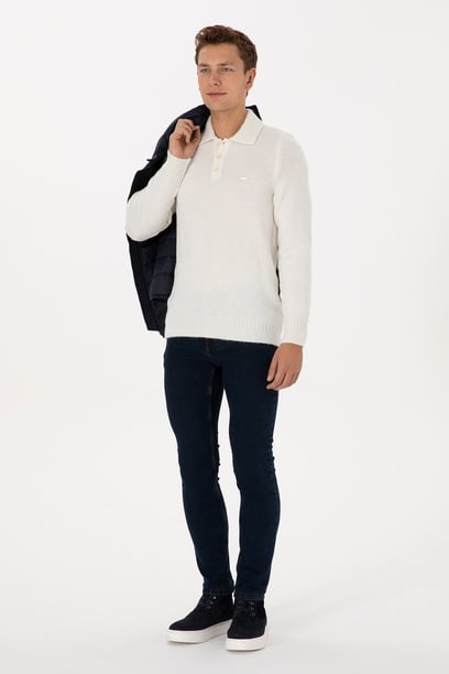 Erkek Koyu Mavi Slim Fit Jean Pantolon
