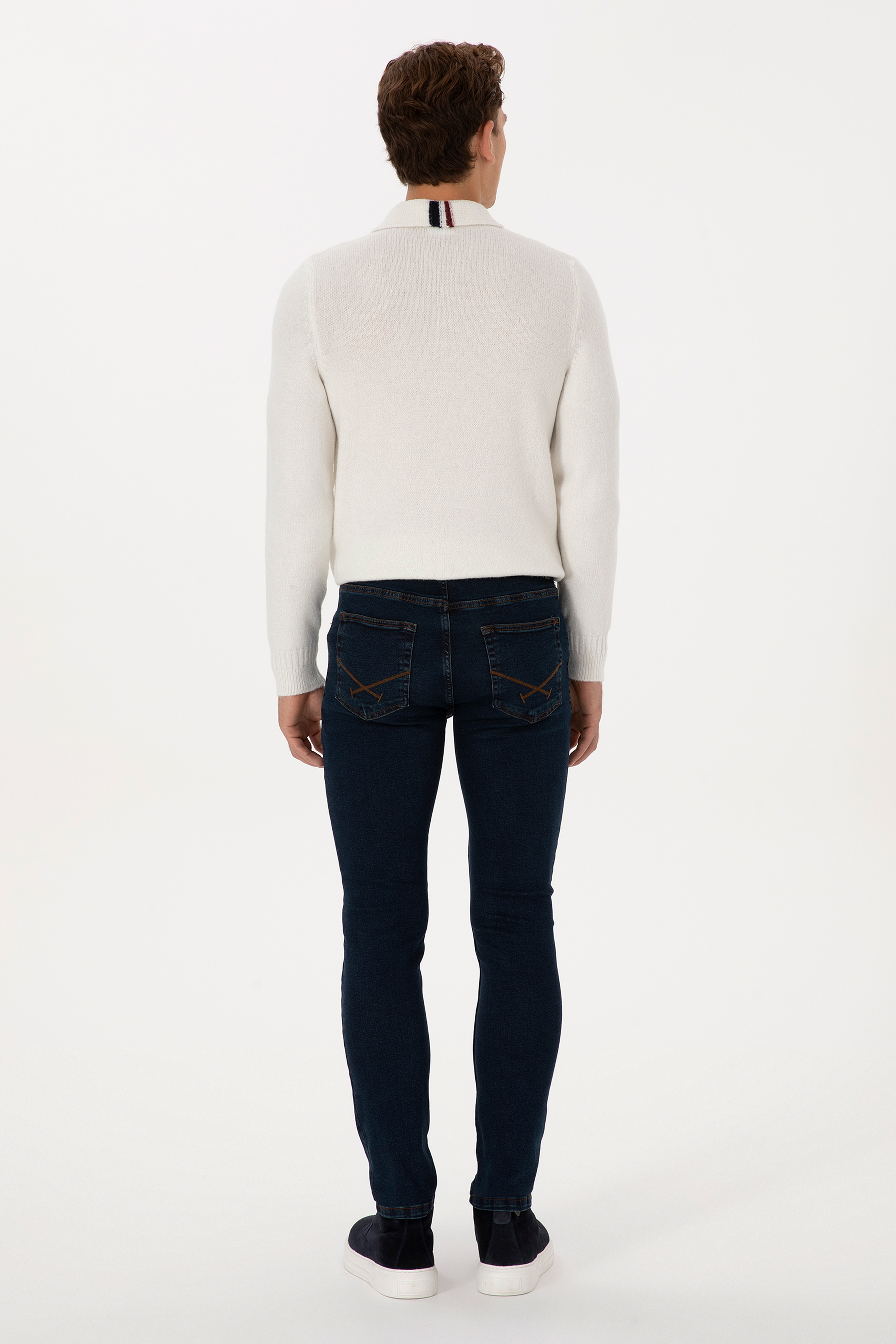 Erkek Koyu Mavi Slim Fit Jean Pantolon - Image 4