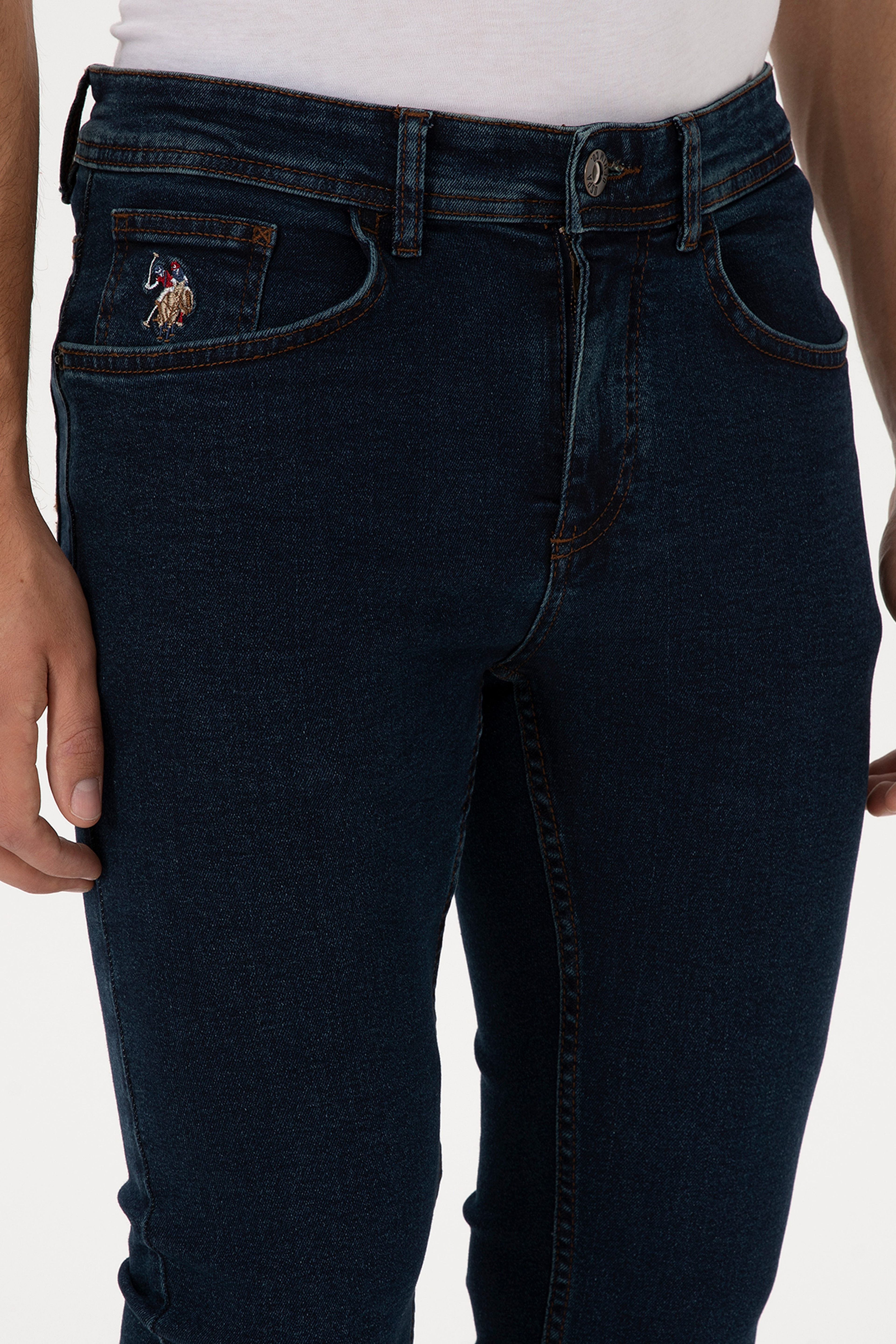 Erkek Koyu Mavi Slim Fit Jean Pantolon