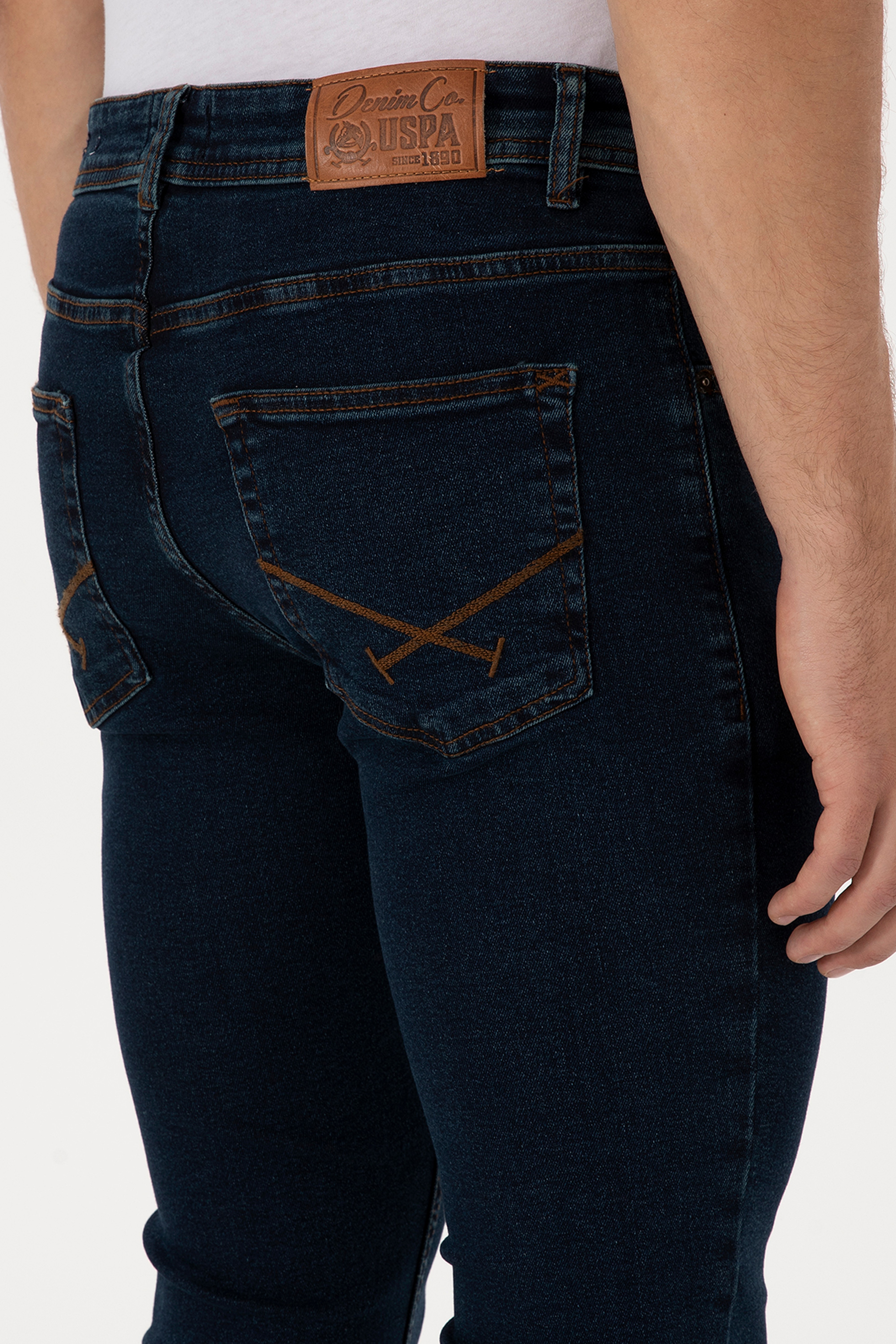 Erkek Koyu Mavi Slim Fit Jean Pantolon