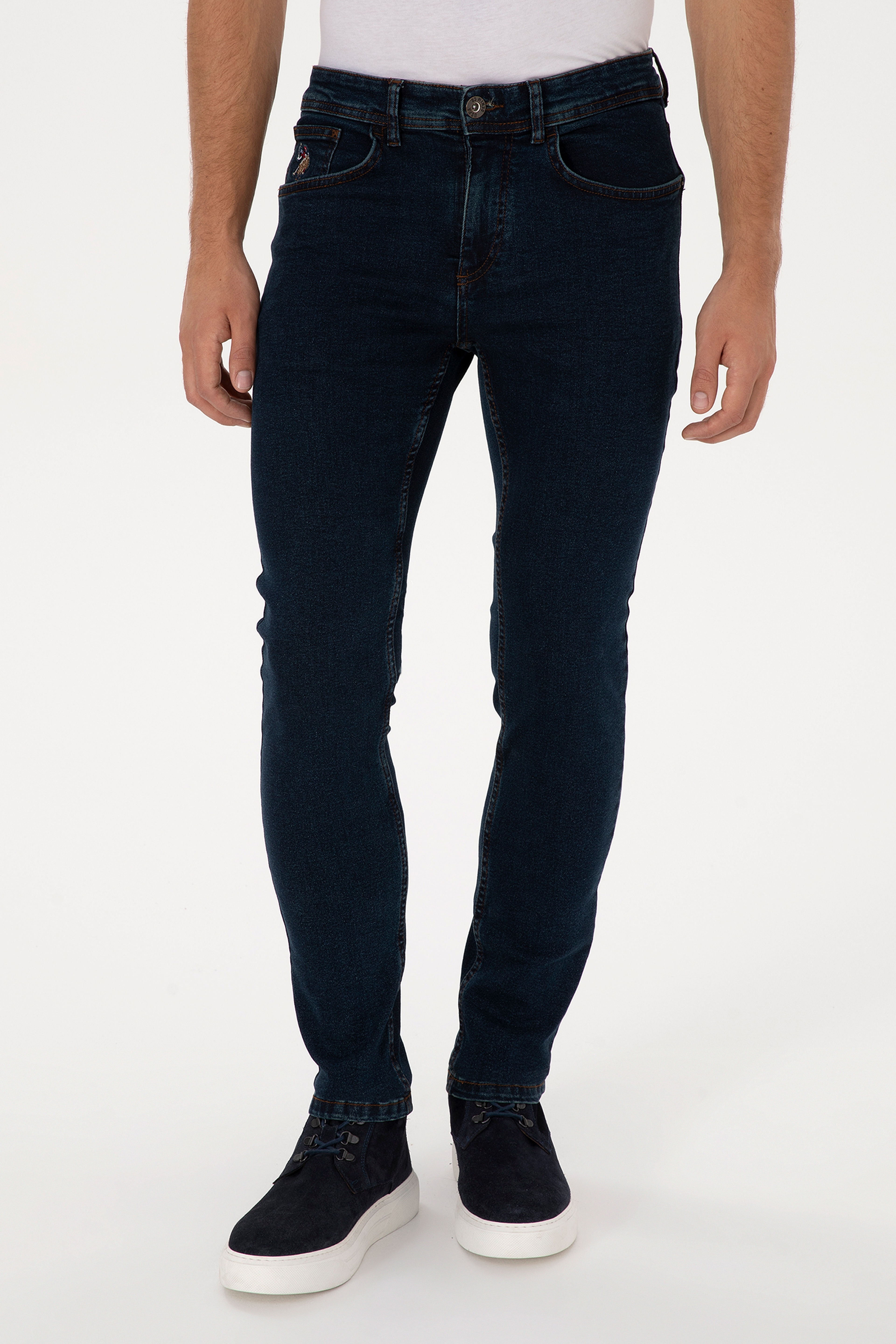 Erkek Koyu Mavi Slim Fit Jean Pantolon - Image 2