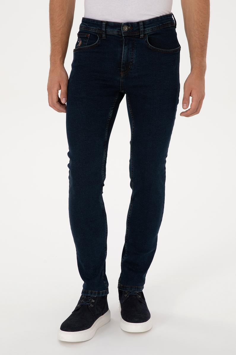 Erkek Koyu Mavi Slim Fit Jean Pantolon