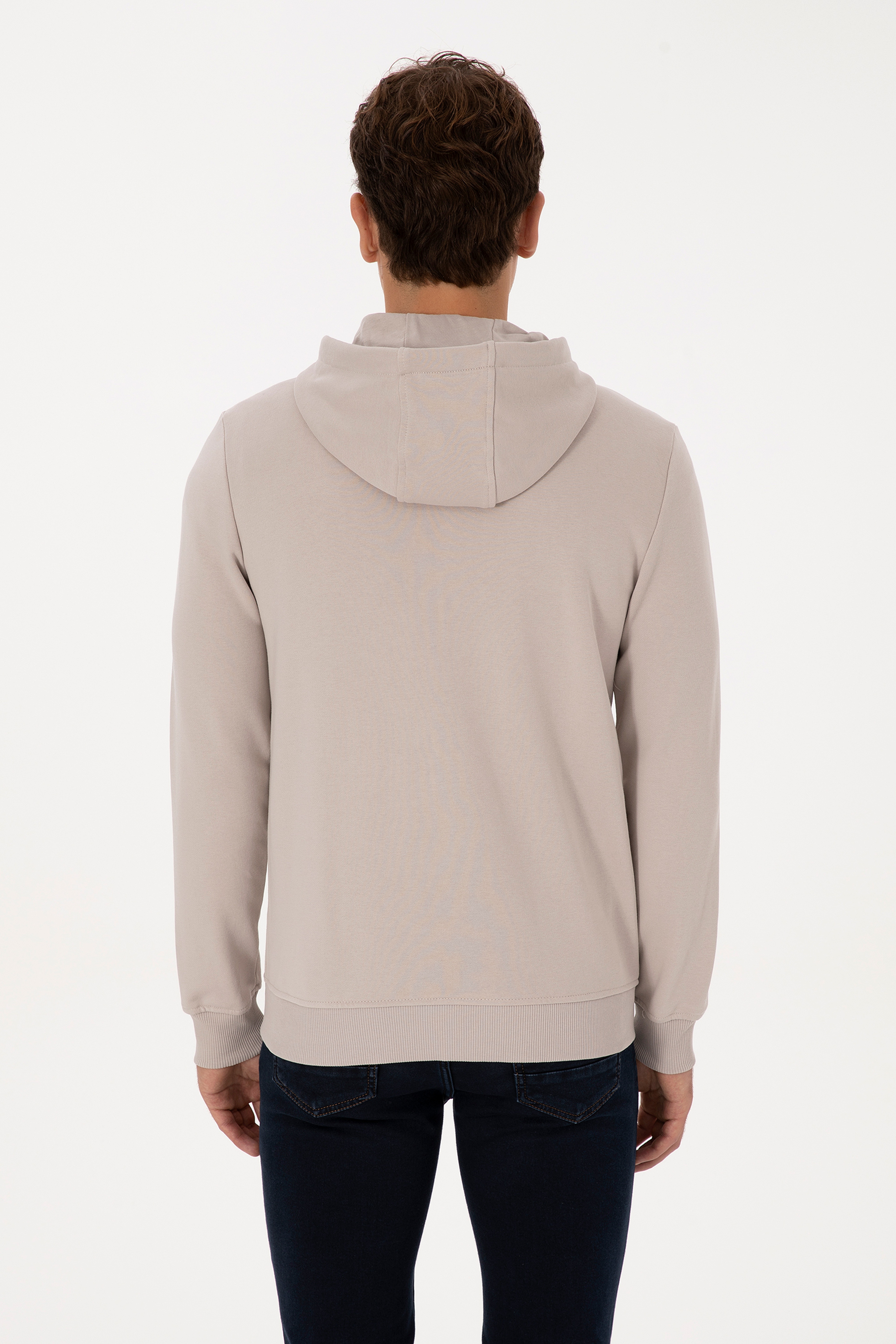 Erkek Regular Fit Regular Fit Fermuarlı Kapüşonlu Taş Örme Hırka - Image 5