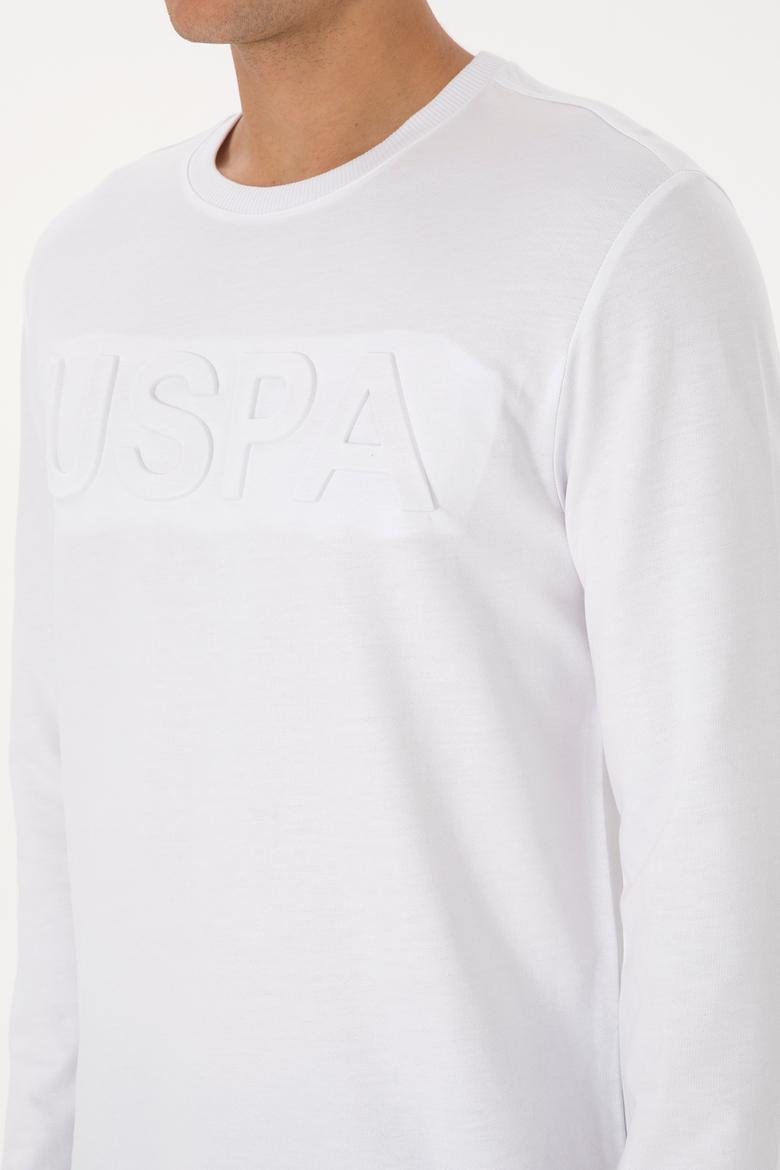 Erkek Regular Fit Bisiklet Yaka Beyaz Basic Sweatshirt - 50307793077