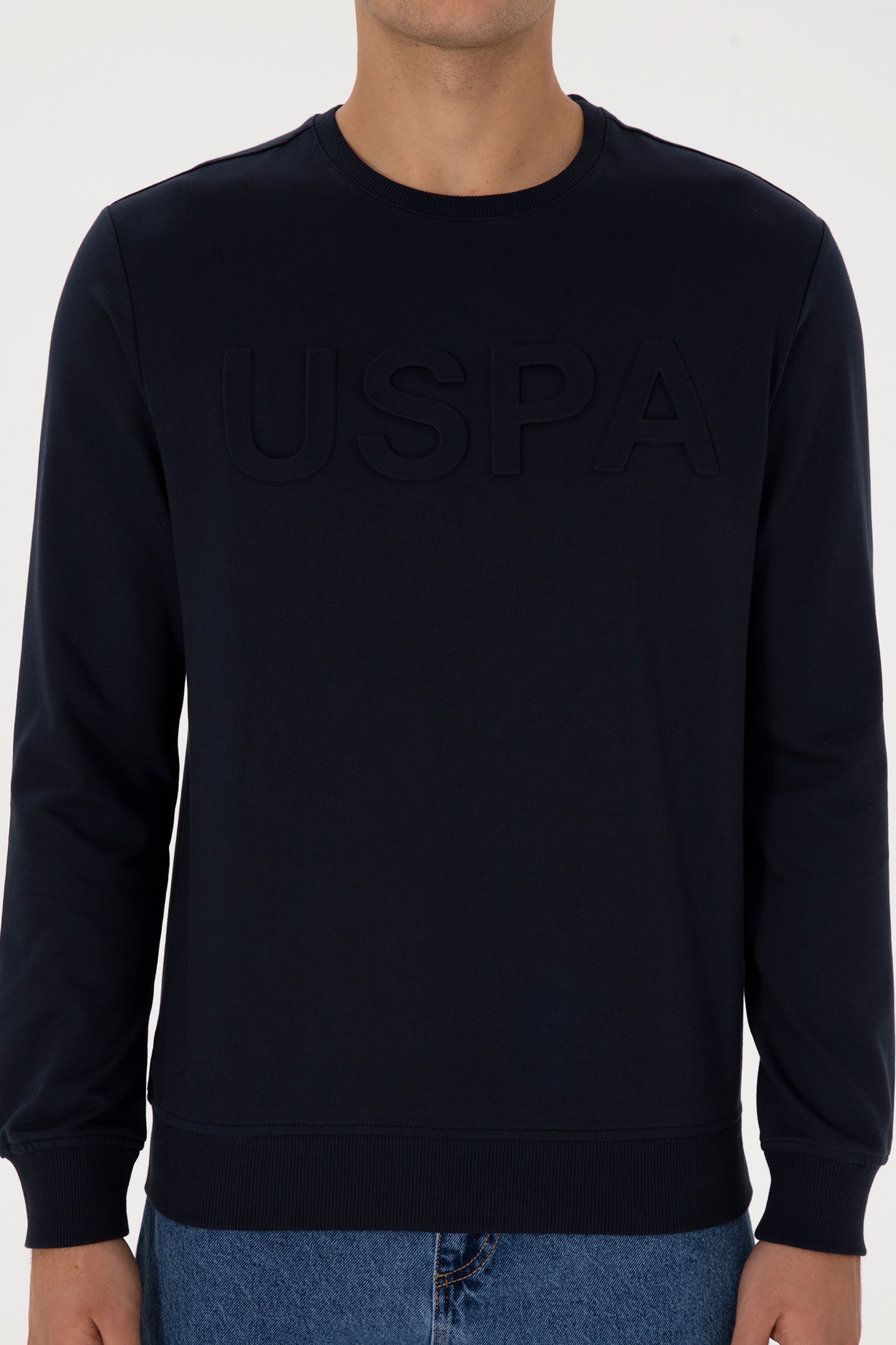 Erkek Regular Fit Bisiklet Yaka Lacivert Basic Sweatshirt