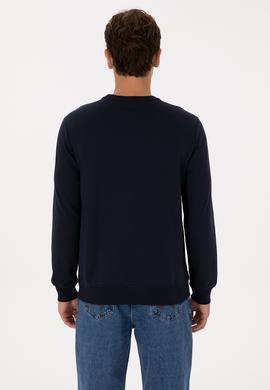 Erkek Regular Fit Bisiklet Yaka Lacivert Basic Sweatshirt - 50307793027