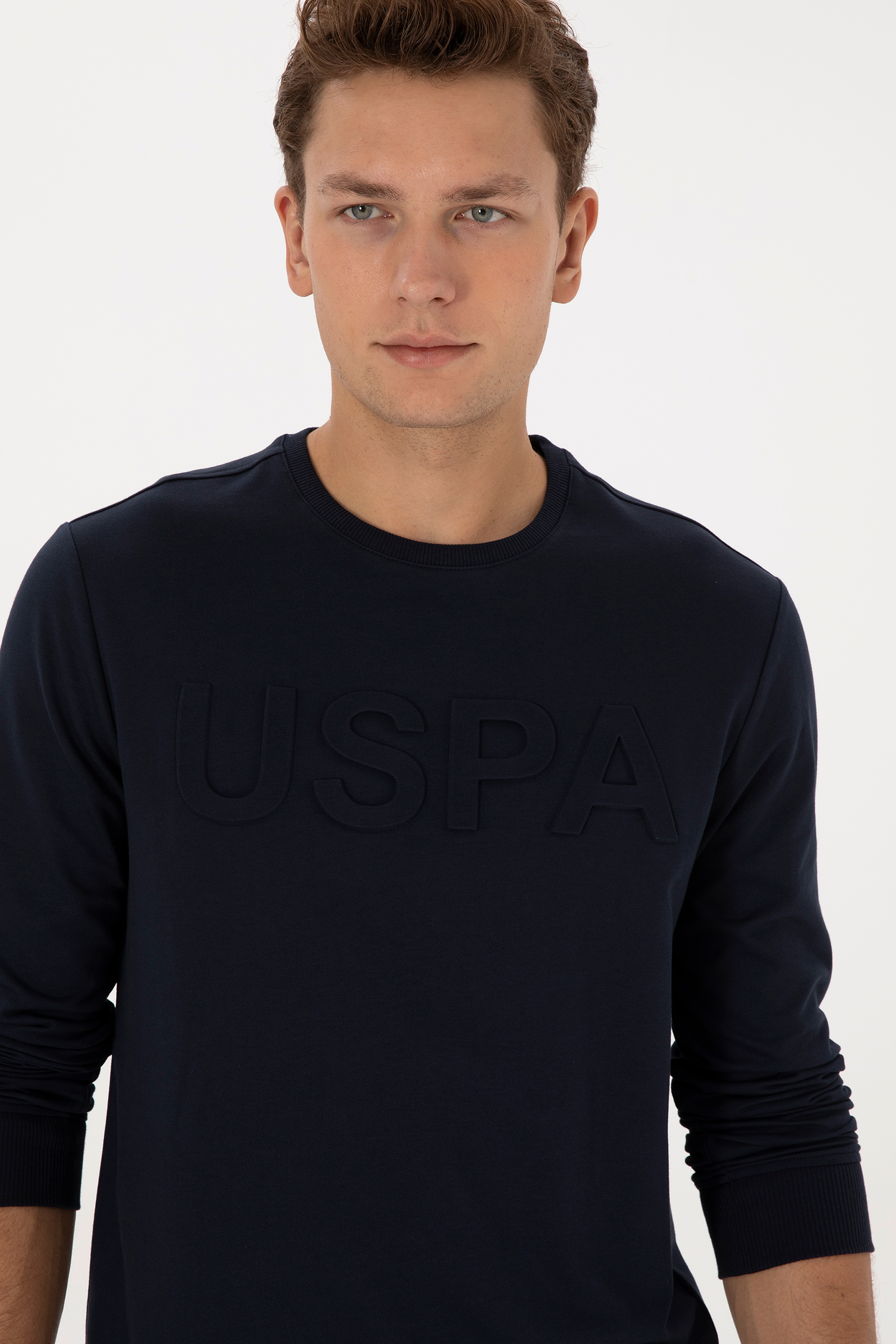 Erkek Regular Fit Bisiklet Yaka Lacivert Basic Sweatshirt