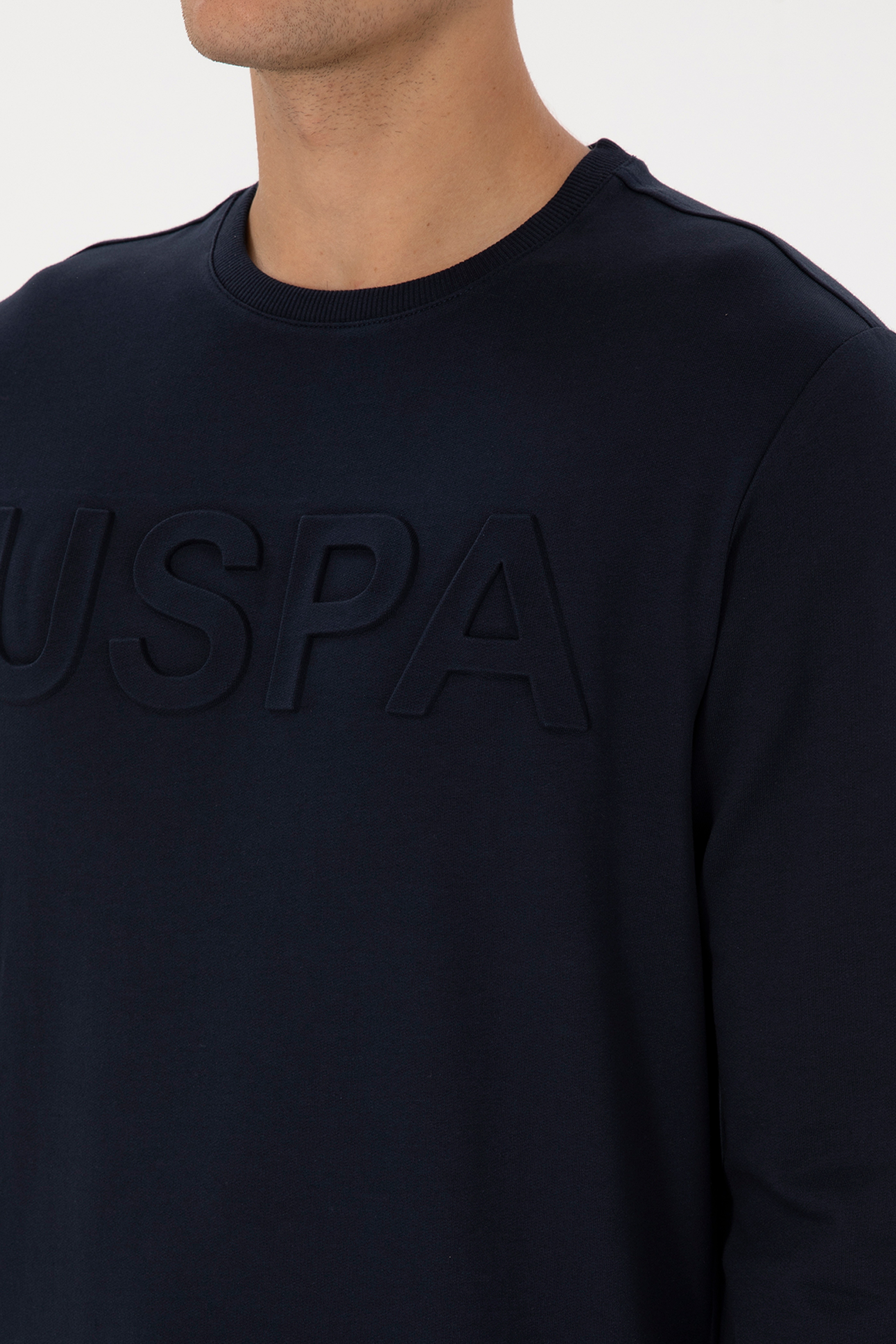 Erkek Regular Fit Bisiklet Yaka Lacivert Basic Sweatshirt