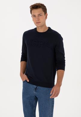 Erkek Regular Fit Bisiklet Yaka Lacivert Basic Sweatshirt - 50307793027