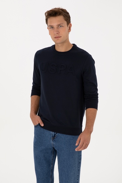 Erkek Regular Fit Bisiklet Yaka Lacivert Basic Sweatshirt
