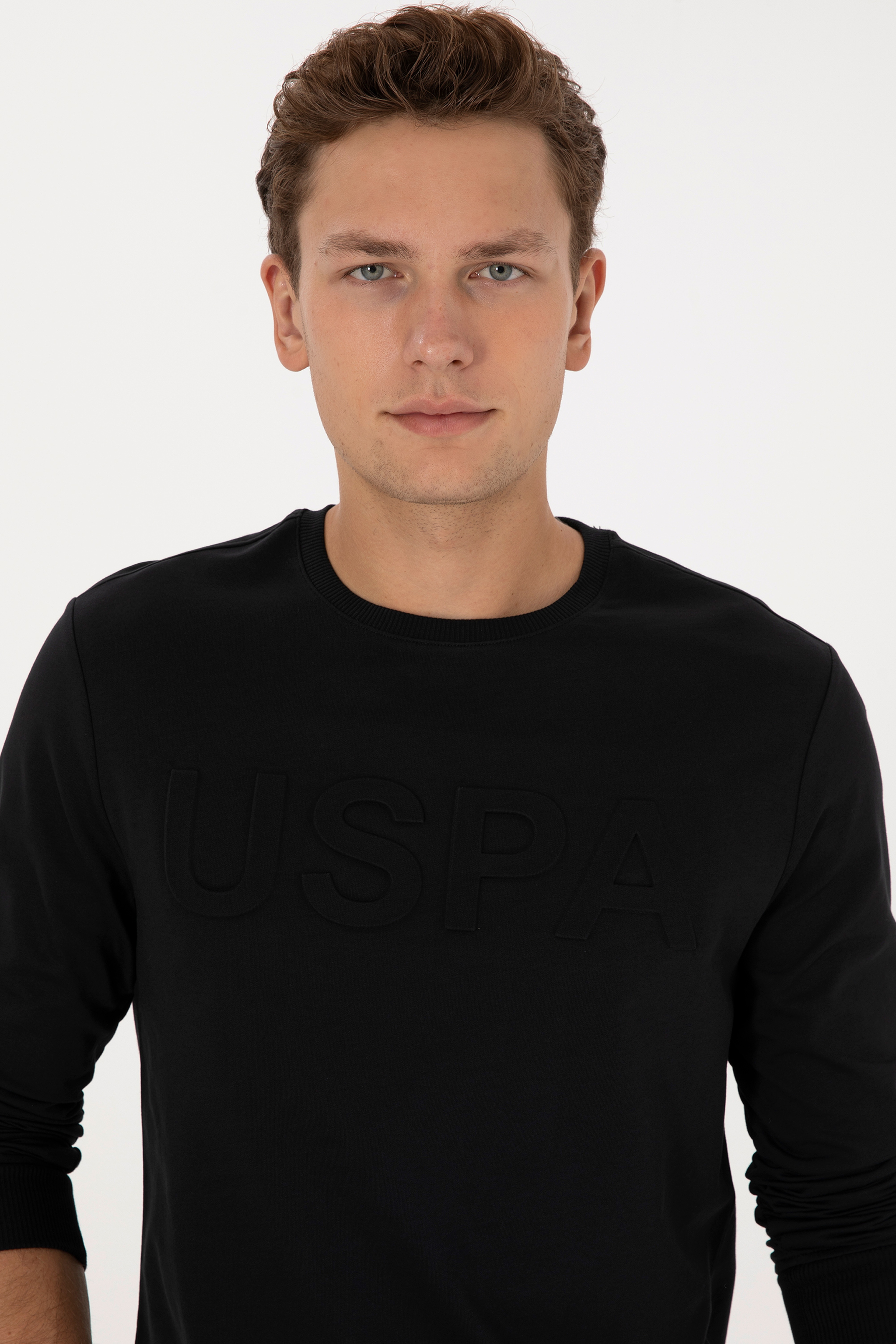 Erkek Regular Fit Bisiklet Yaka Siyah Basic Sweatshirt - Image 2