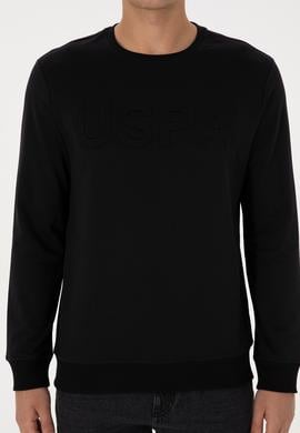 Erkek Regular Fit Bisiklet Yaka Siyah Basic Sweatshirt - 50307793007