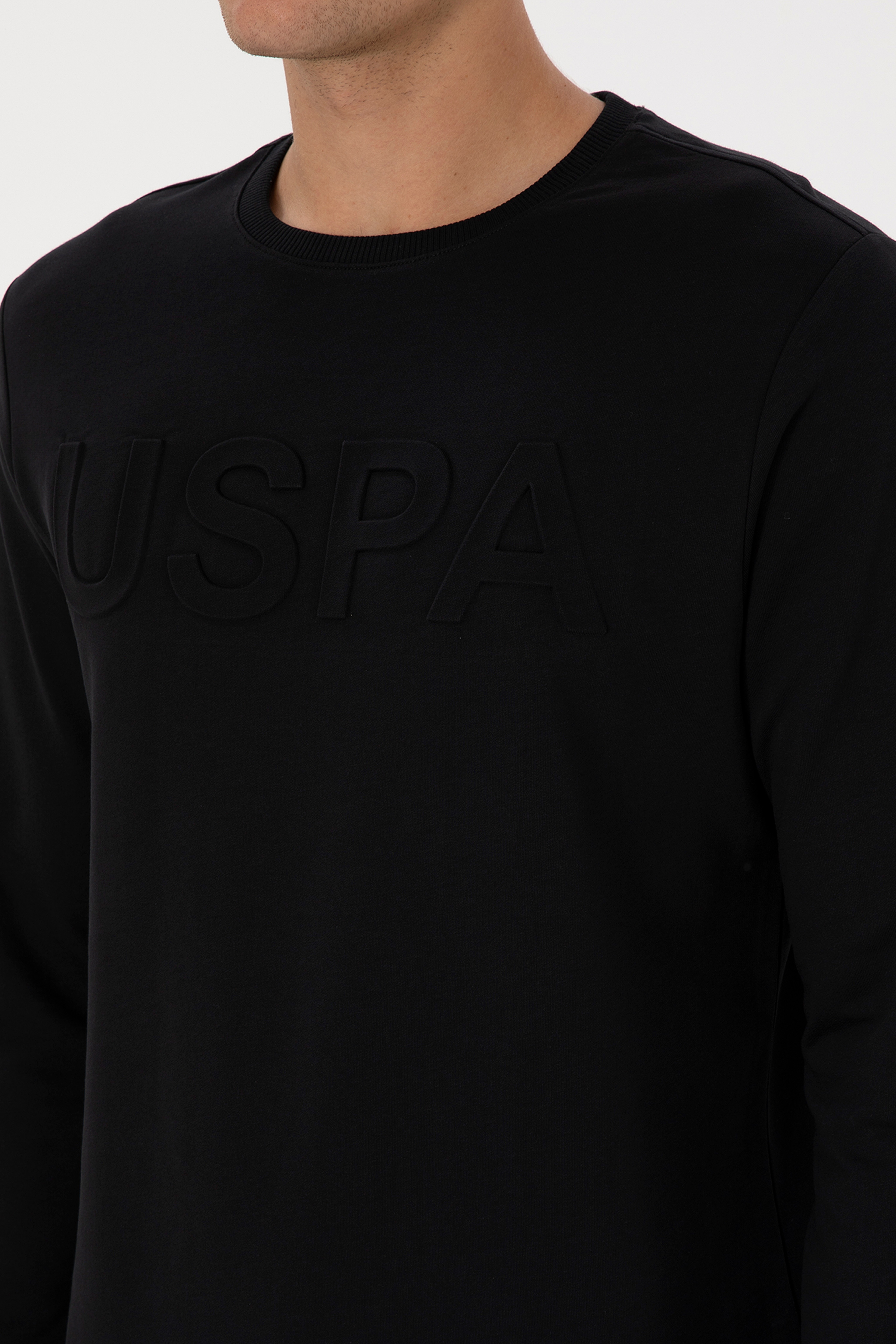 Erkek Regular Fit Bisiklet Yaka Siyah Basic Sweatshirt - Image 7