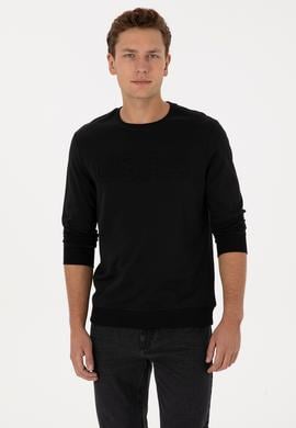 Erkek Regular Fit Bisiklet Yaka Siyah Basic Sweatshirt - 50307793007