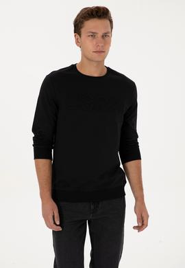 Erkek Regular Fit Bisiklet Yaka Siyah Basic Sweatshirt - 50307793007