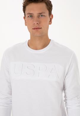 Erkek Regular Fit Bisiklet Yaka Beyaz Basic Sweatshirt - 50307793077