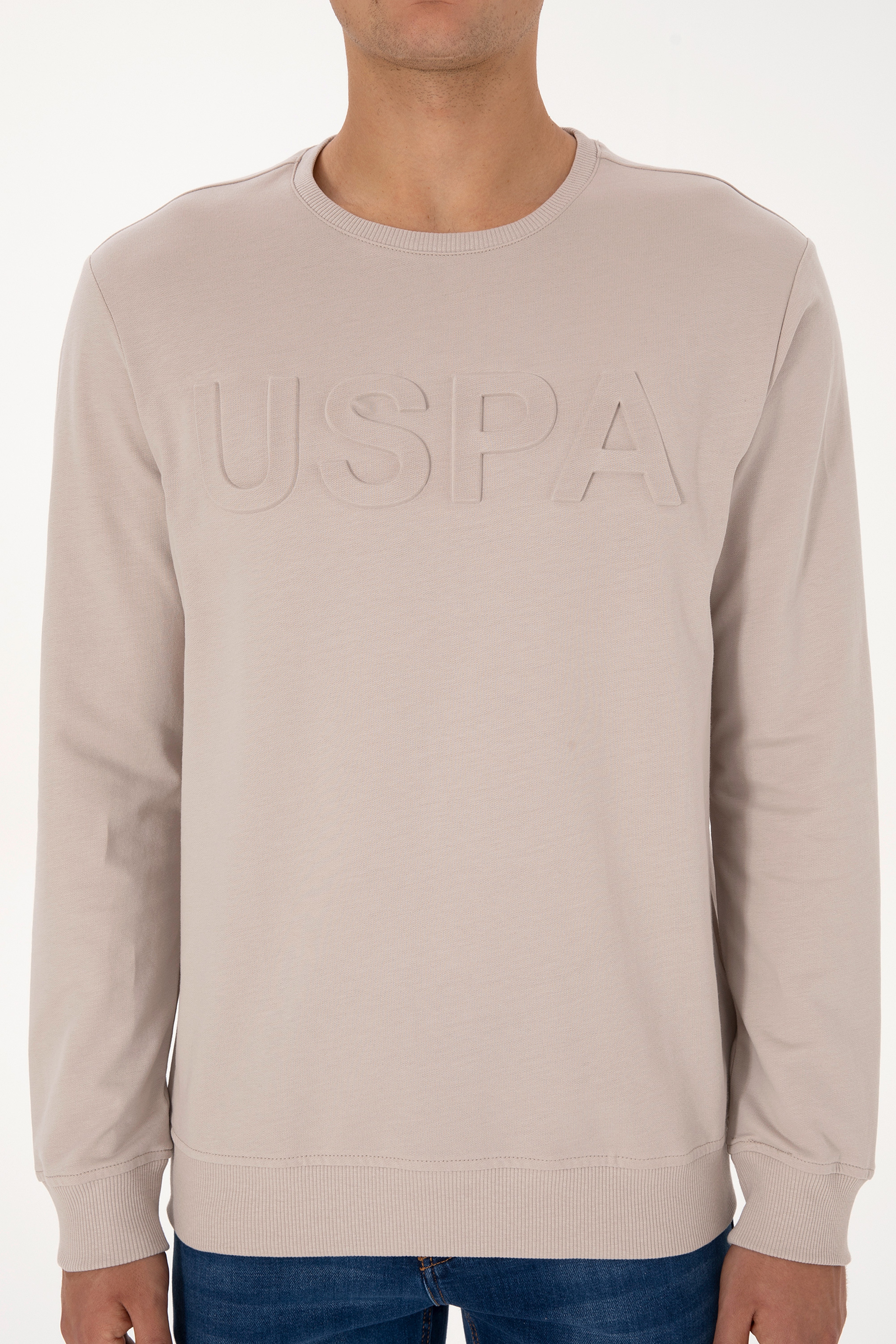 Erkek Regular Fit Bisiklet Yaka Taş Basic Sweatshirt - Image 6
