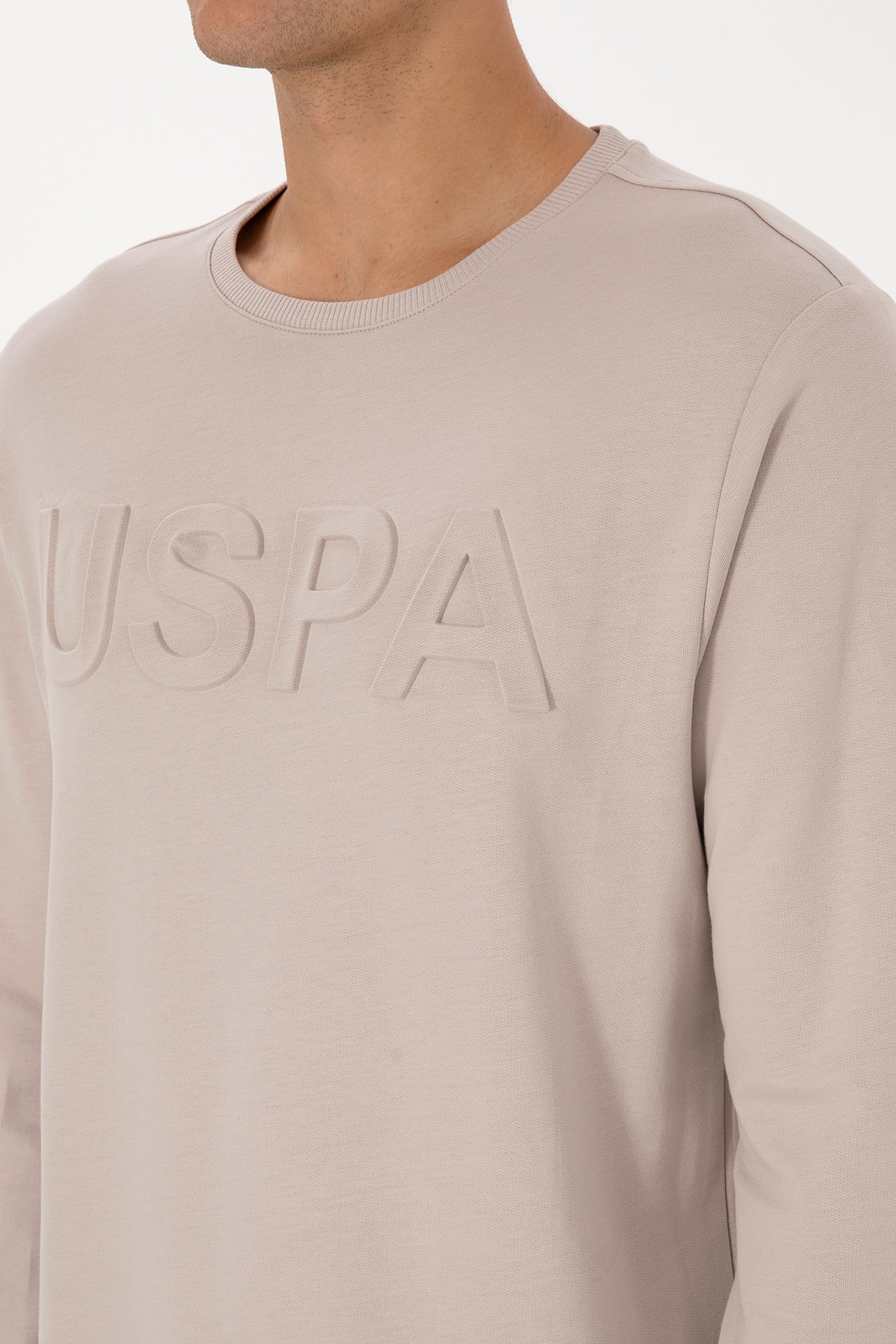 Erkek Regular Fit Bisiklet Yaka Taş Basic Sweatshirt