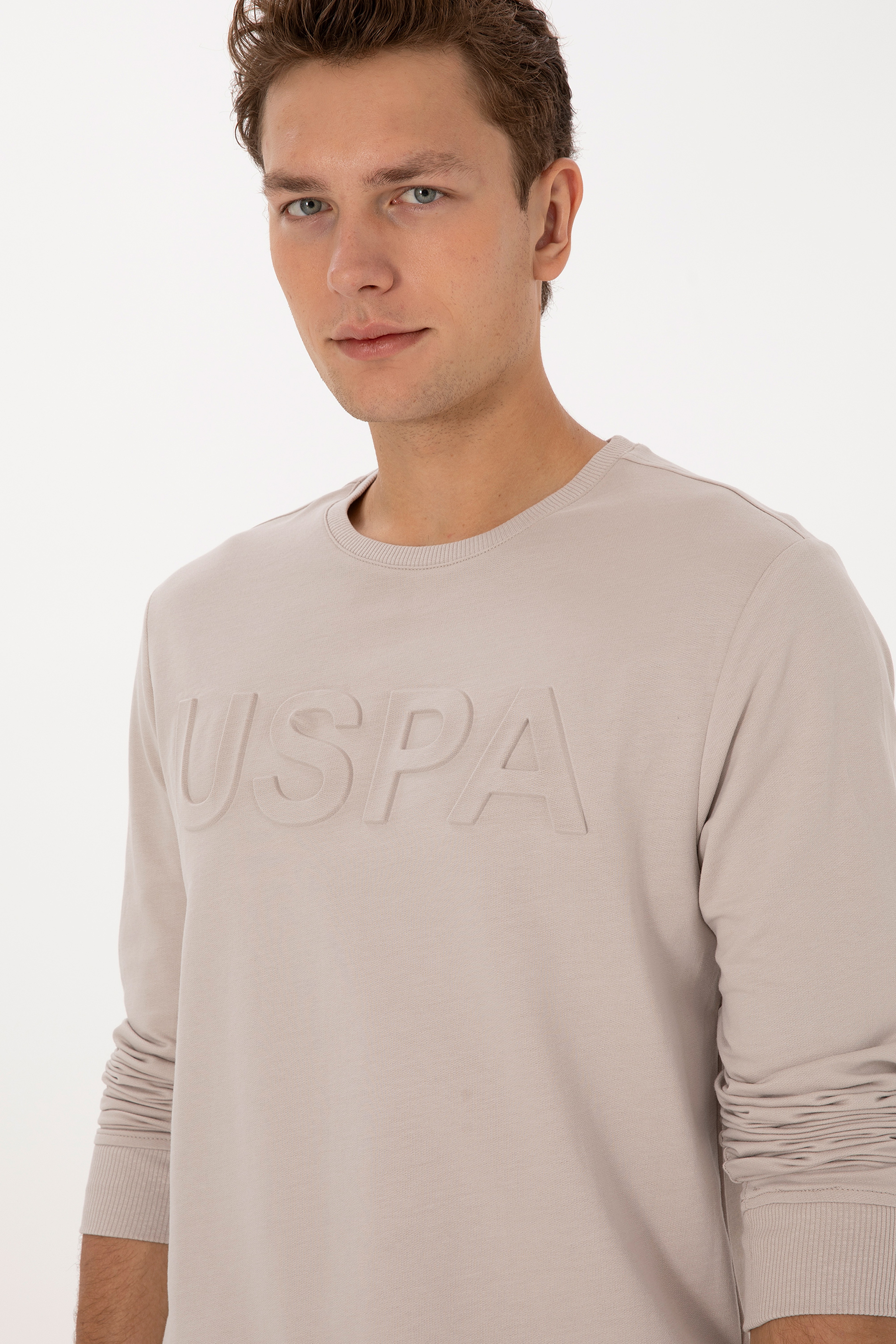 Erkek Regular Fit Bisiklet Yaka Taş Basic Sweatshirt - Image 2
