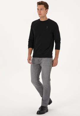 Erkek Regular Fit Bisiklet Yaka Siyah Basic Sweatshirt - 50308103004