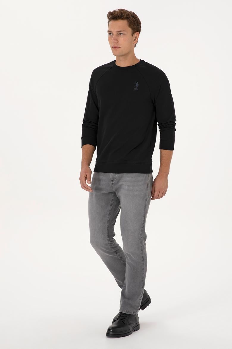 Erkek Regular Fit Bisiklet Yaka Siyah Basic Sweatshirt - 50308103004