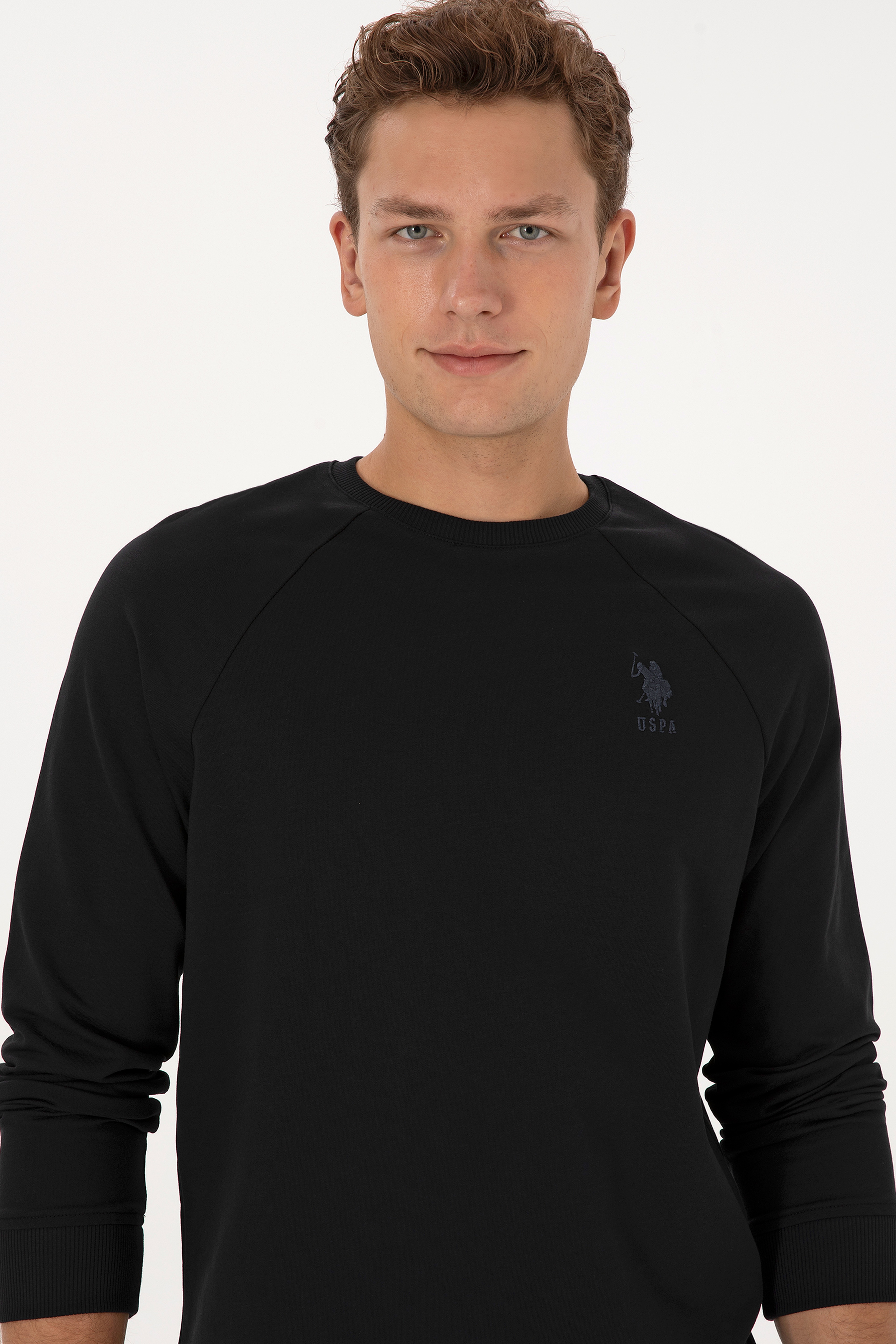 Erkek Regular Fit Bisiklet Yaka Siyah Basic Sweatshirt - Image 2