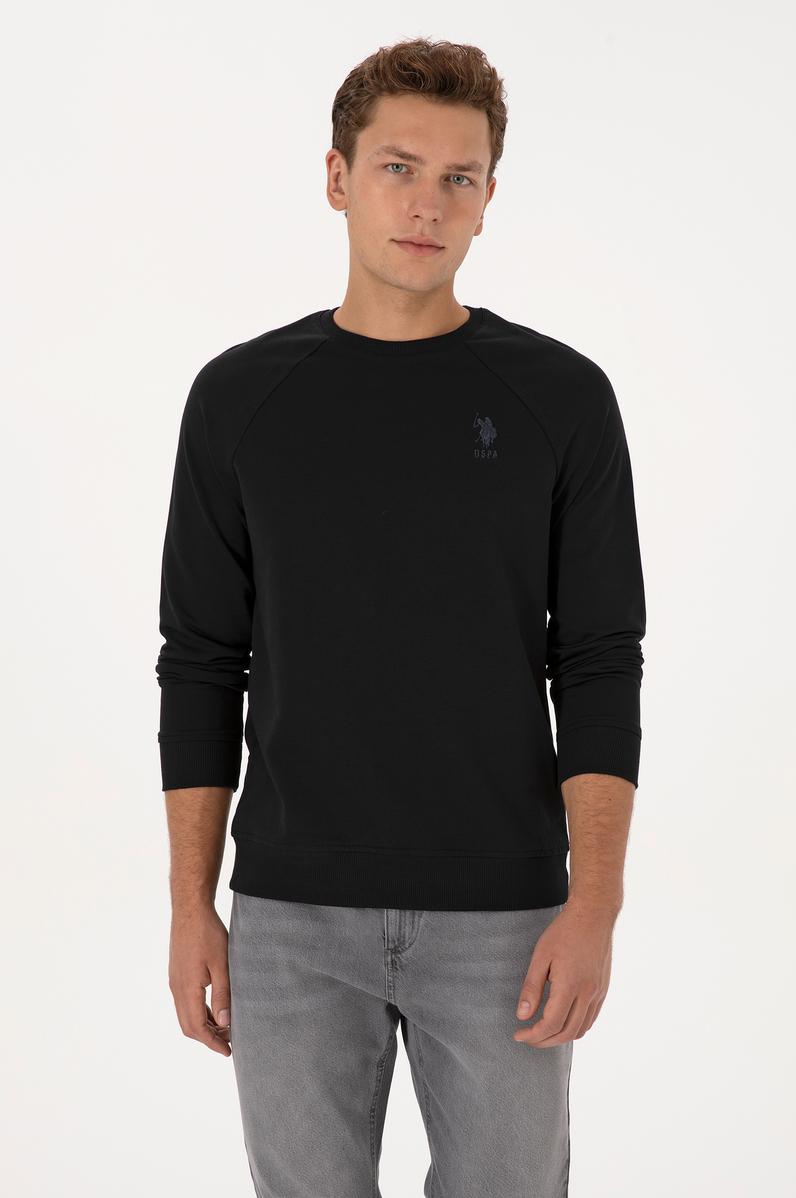 Erkek Regular Fit Bisiklet Yaka Siyah Basic Sweatshirt
