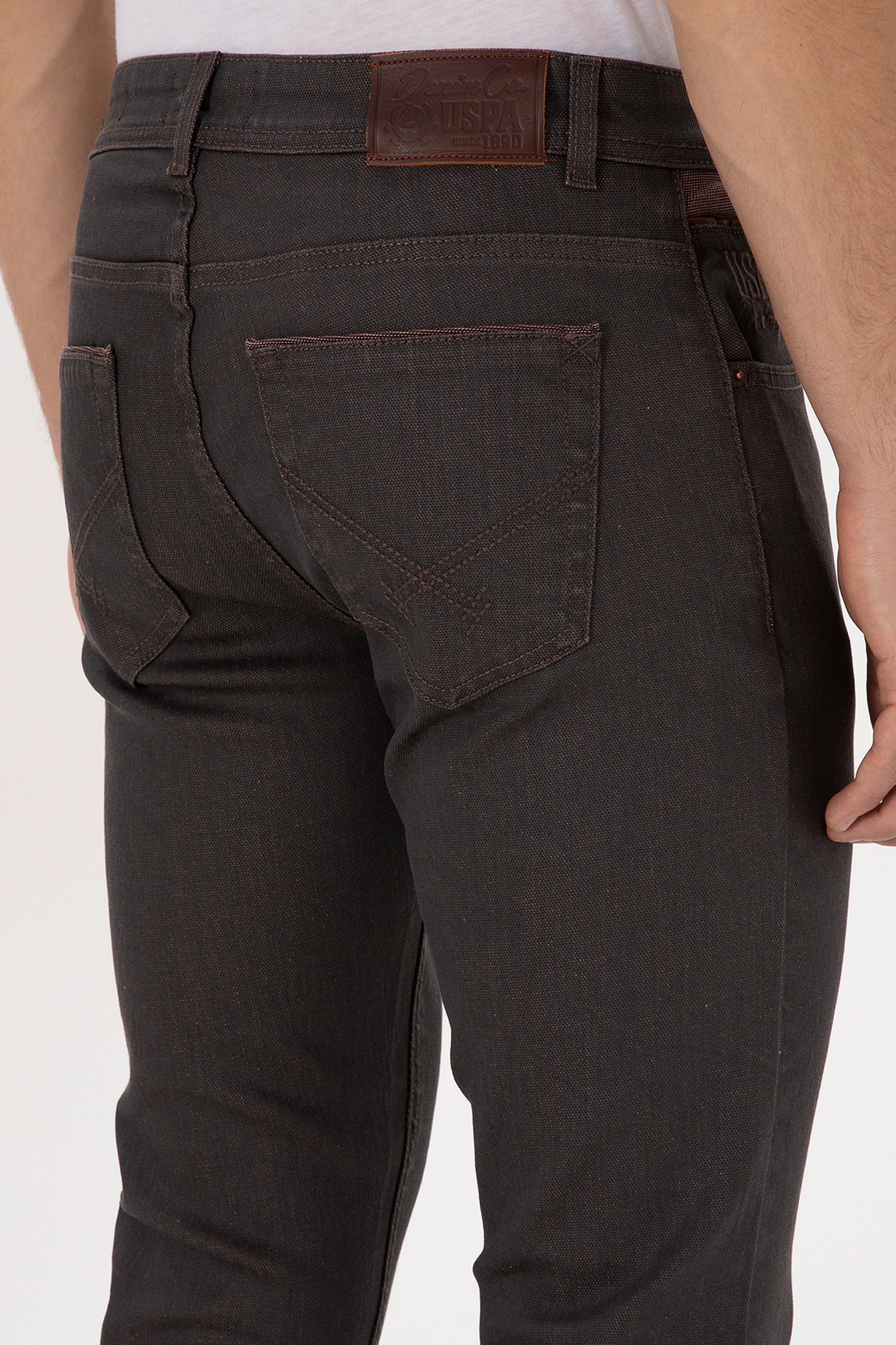 Erkek Kahverengi Slim Fit Jean Pantolon - Image 6