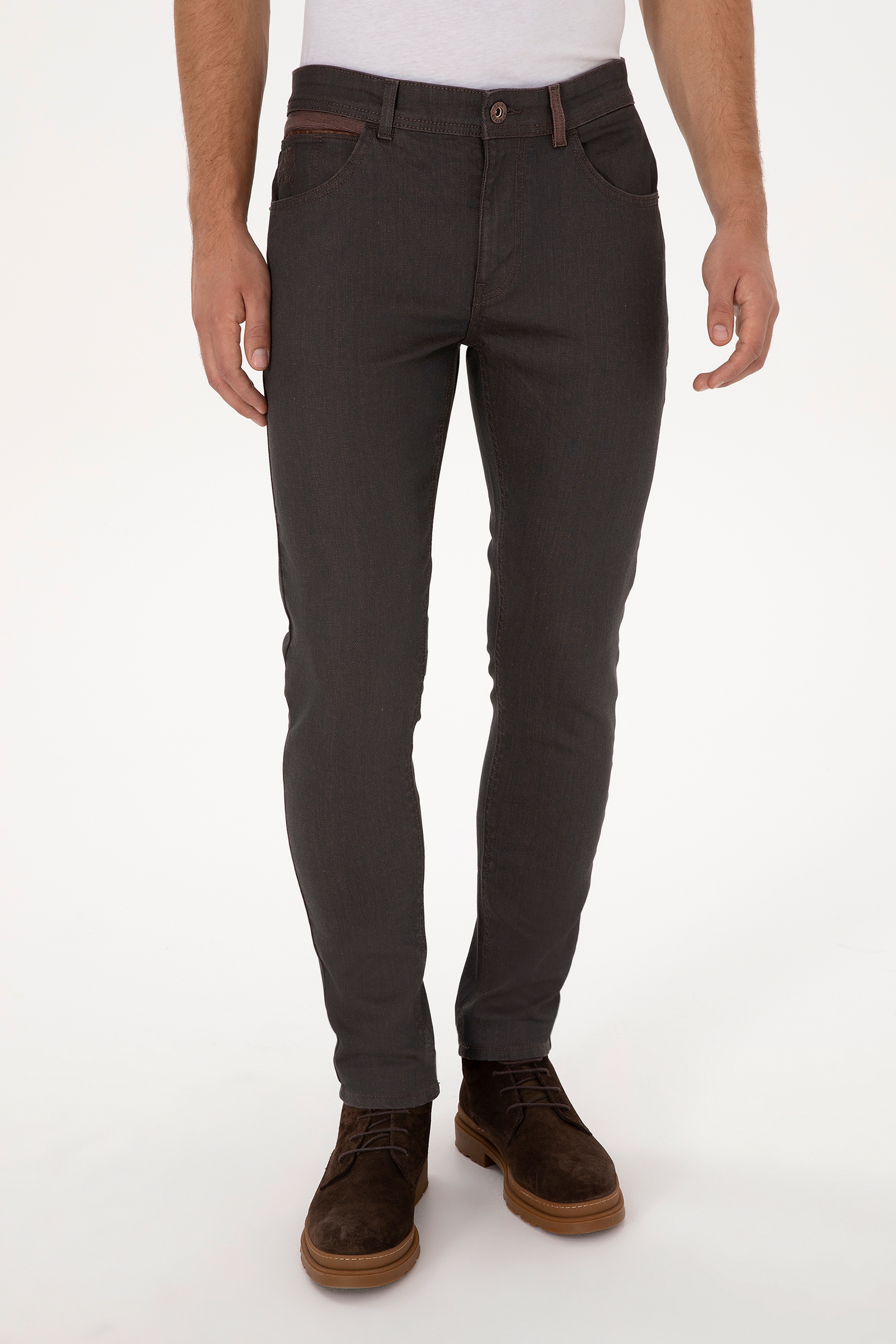 Erkek Kahverengi Slim Fit Jean Pantolon - Image 2
