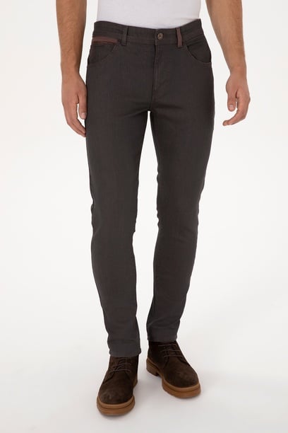 Erkek Kahverengi Slim Fit Jean Pantolon